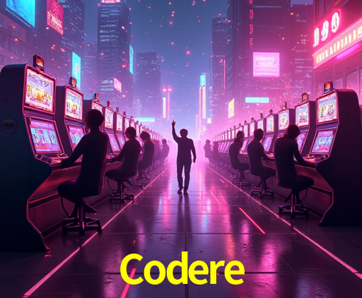 Una escena digital vívida inspirada en casino con Codere mostrado prominentemente, luces brillantes, fichas, cartas y acentos dorados.